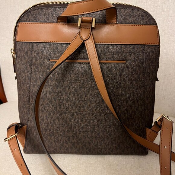 Michael Kors Signature Rhea Zip Medium Slim Backpack in Brown main image 16